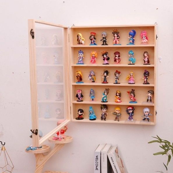フィギュアケース 壁掛け式木製多段棚　小型