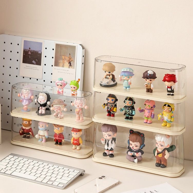 フィギュアケース 透明カバー付き小型卓上フィギュア収納棚
