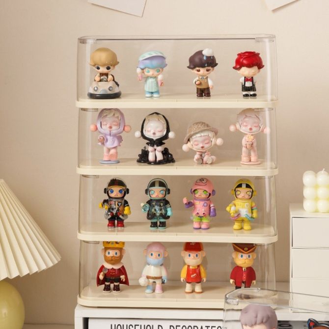 フィギュアケース 透明カバー付き小型卓上フィギュア収納棚