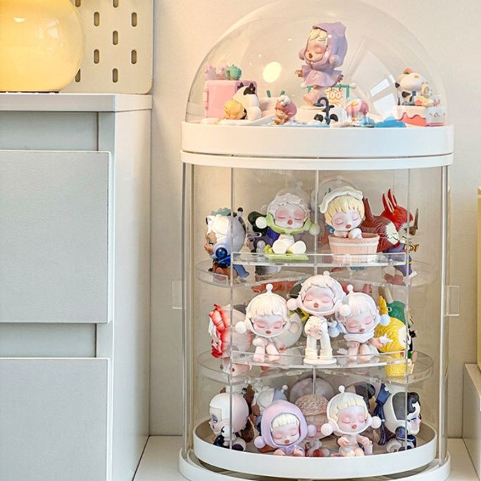 フィギュアケース 回転式四段透明円形フィギュア収納ケース　小型