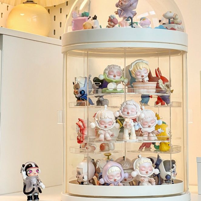 フィギュアケース 回転式四段透明円形フィギュア収納ケース　小型