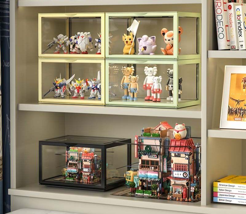 フィギュアケース 卓上回転台付き透明アクリル小型展示ケース