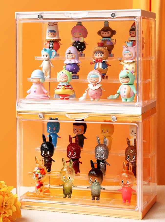 フィギュアケース 段重ね式透明小型展示ボックス三段階収納