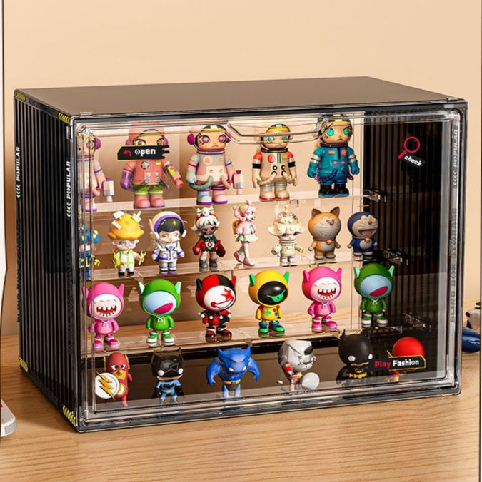 フィギュアケース 透明アクリル製磁気扉付き小型卓上収納