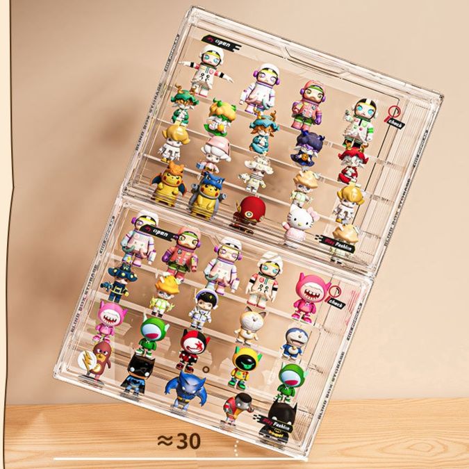 フィギュアケース 透明アクリル製磁気扉付き小型卓上収納