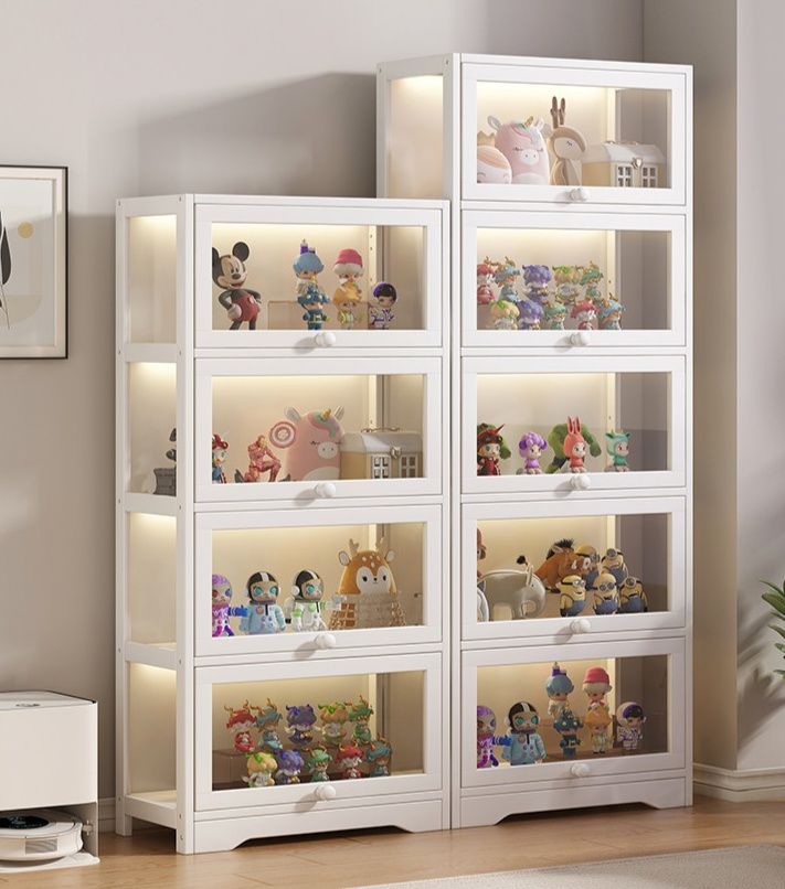 フィギュアケース 五段式照明付き大型縦型収納棚