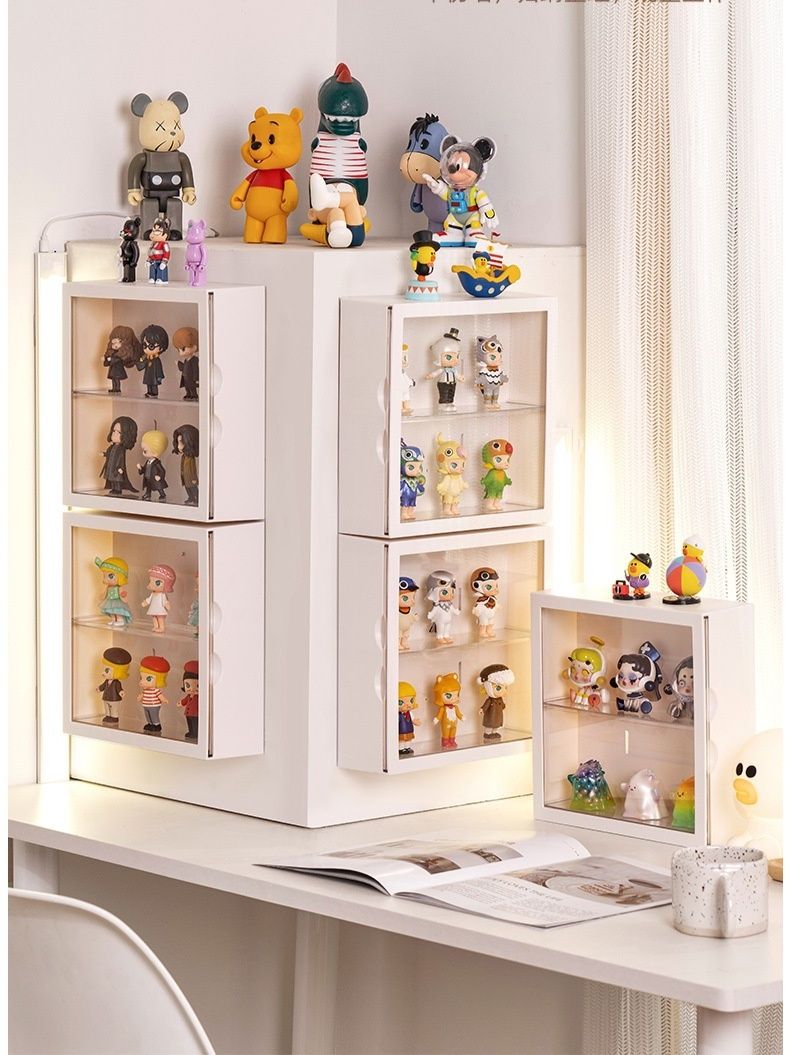 フィギュアケース小型壁掛け式二段棚ミニチュア人形収納ボックス