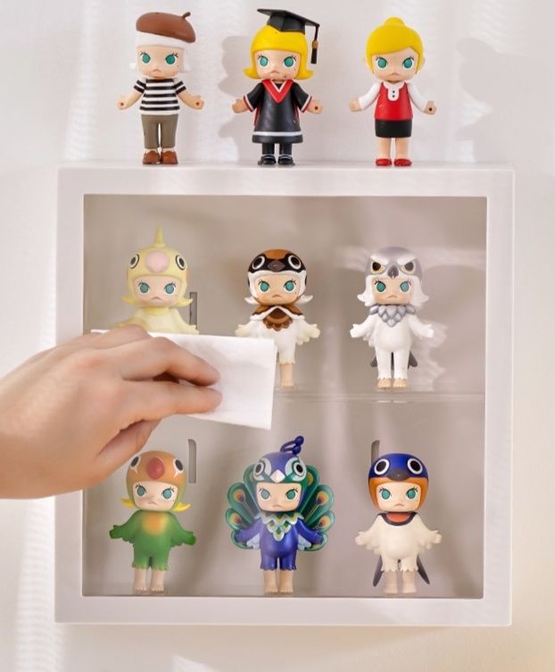 フィギュアケース小型壁掛け式二段棚ミニチュア人形収納ボックス