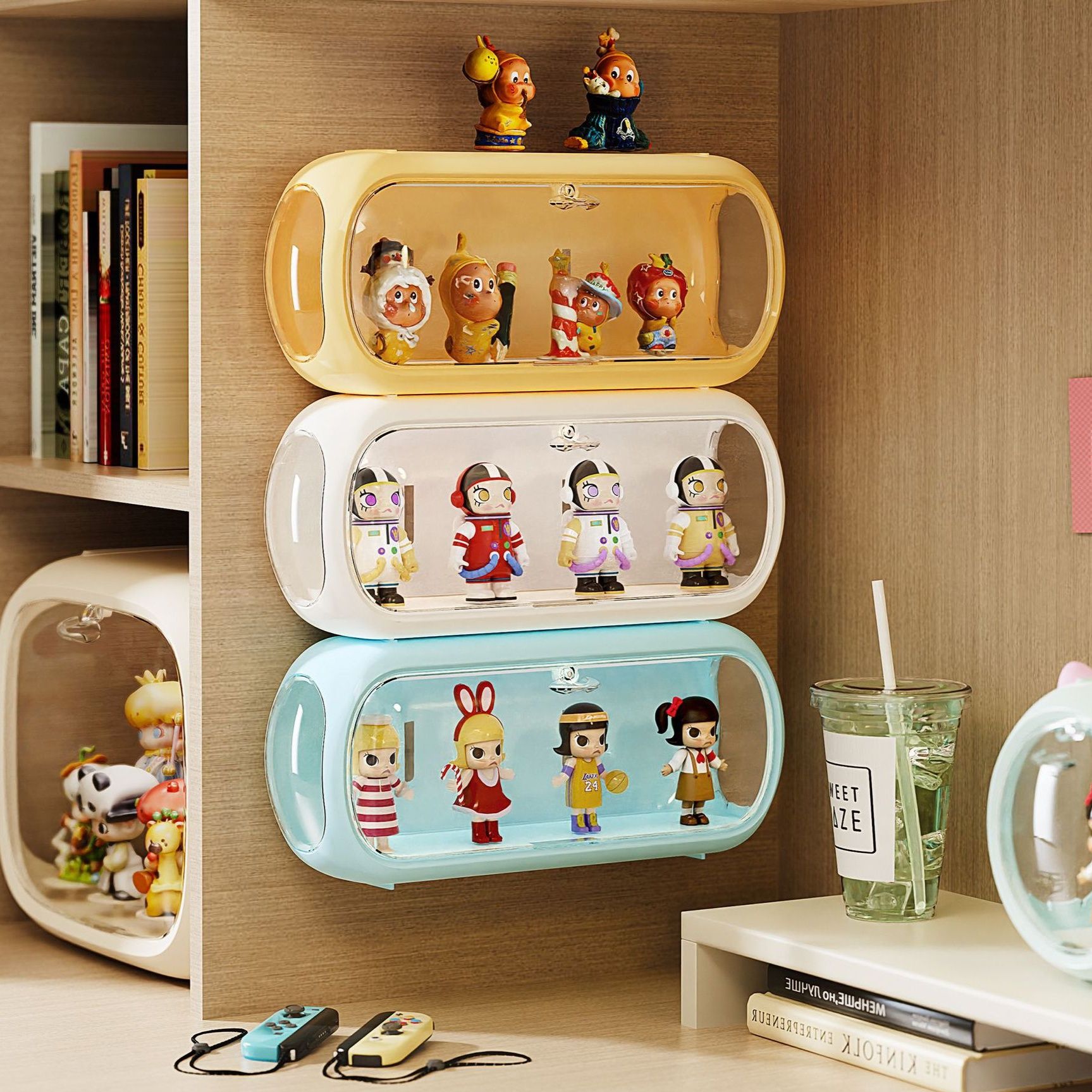 フィギュアケース 壁掛け対応丸型透明小型収納ケース