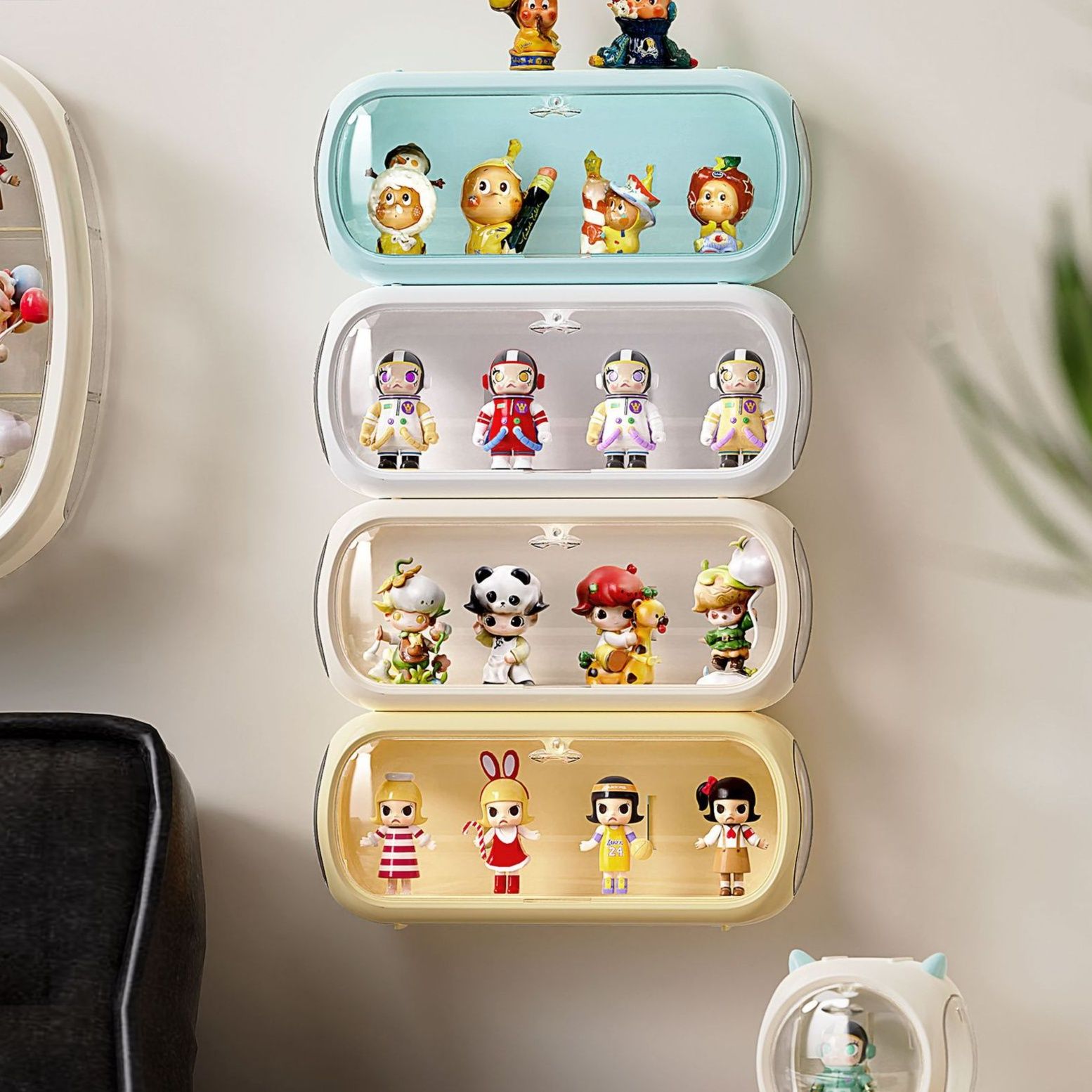 フィギュアケース 壁掛け対応丸型透明小型収納ケース