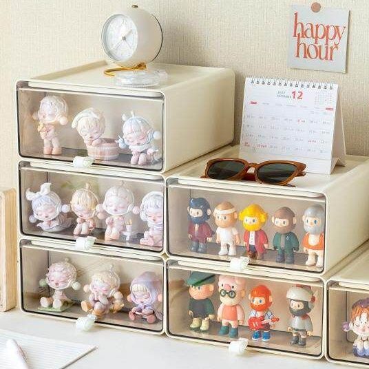 フィギュアケース 卓上引き出し式透明扉付き小型フィギュアケース