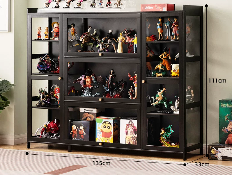フィギュアケース 大型多段式ガラス扉付き大容量コレクション収納棚