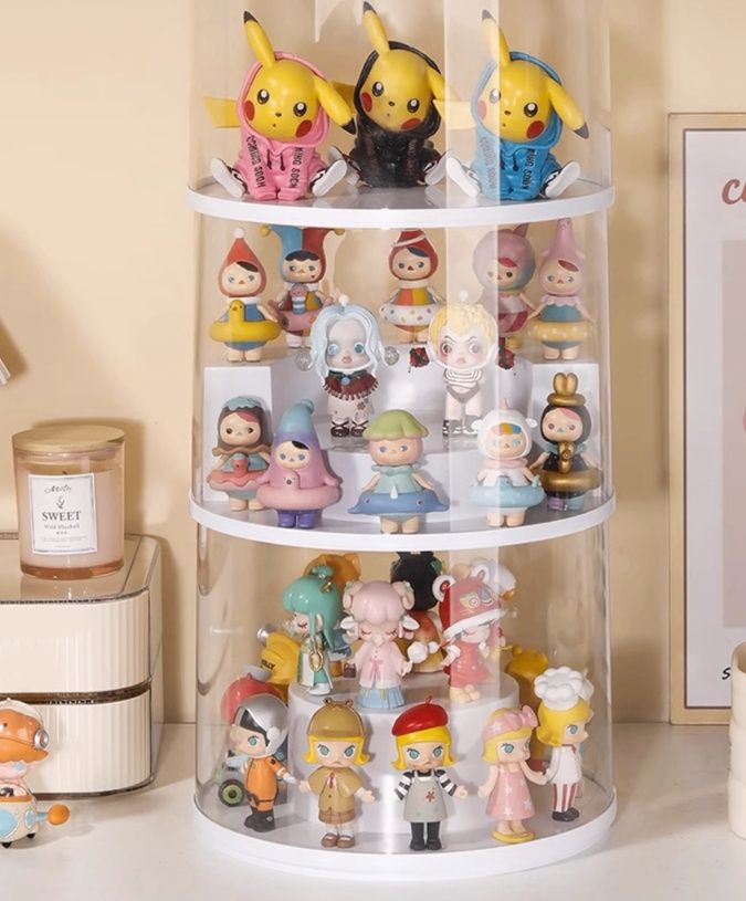 フィギュアケース 透明3段フィギュア飾り棚付き収納ケース