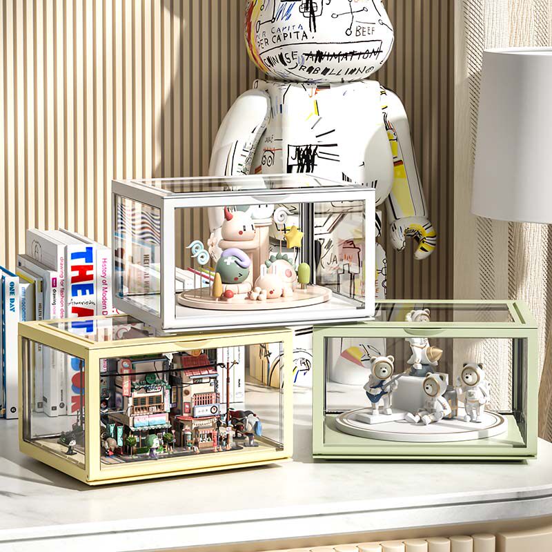 フィギュアケース 卓上回転台付き透明アクリル小型展示ケース