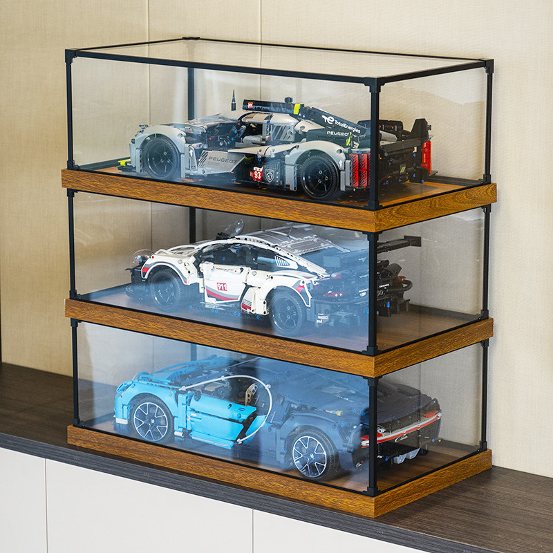 フィギュアケース 三段式木製台座付き透明展示