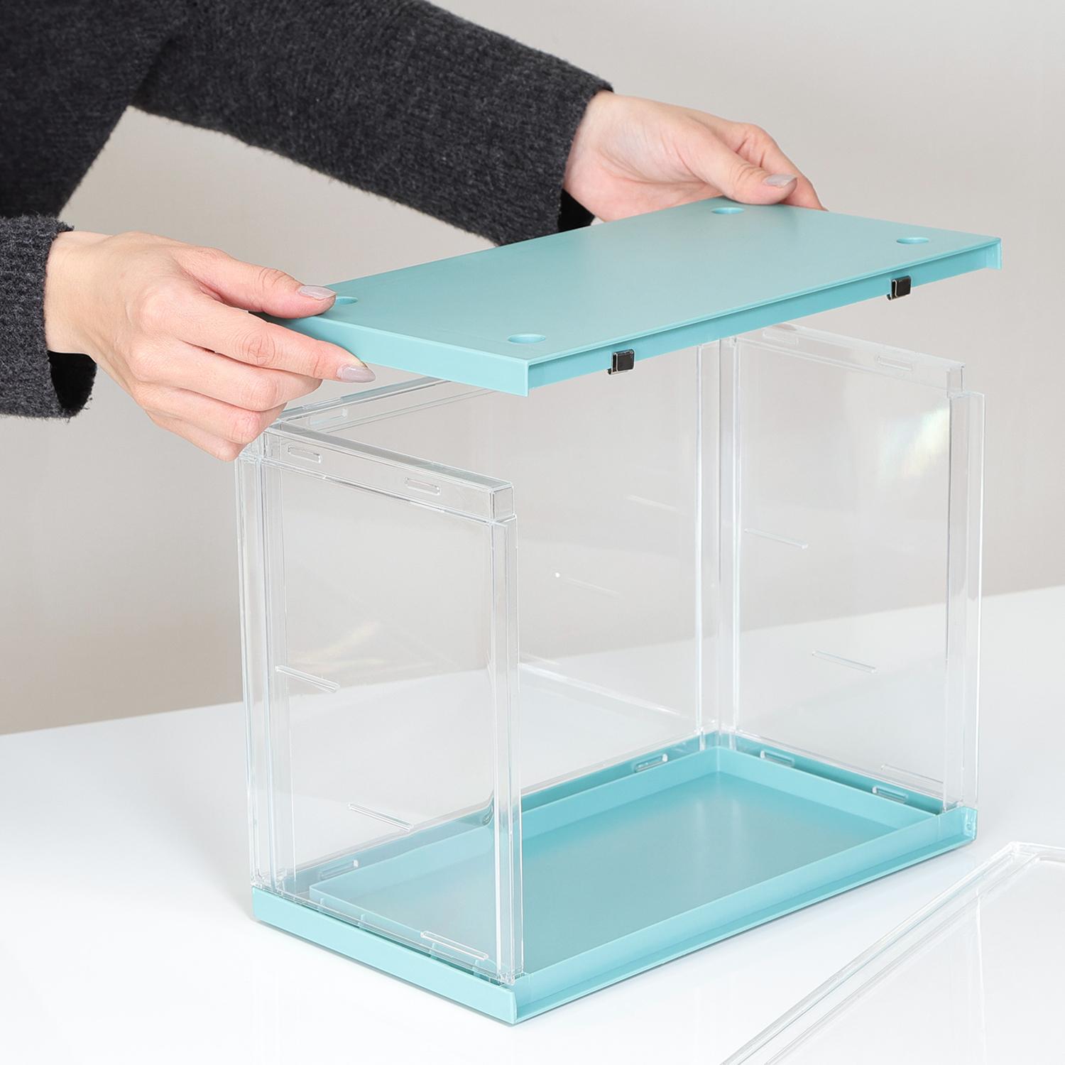 フィギュアケース 小型 薄緑色 3段収納