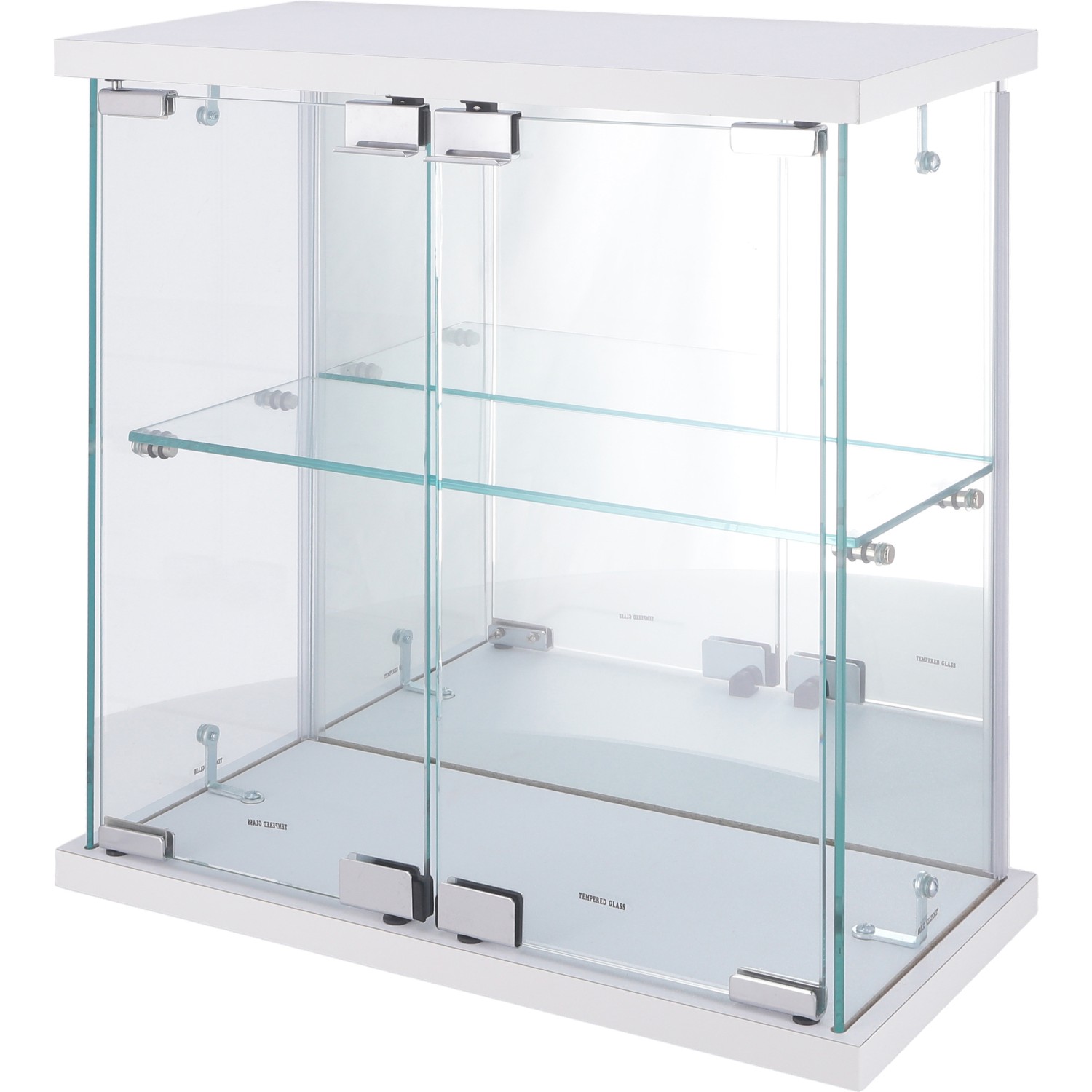 フィギュアケース 大型卓上ガラスフィギュアケース 白台座二段式