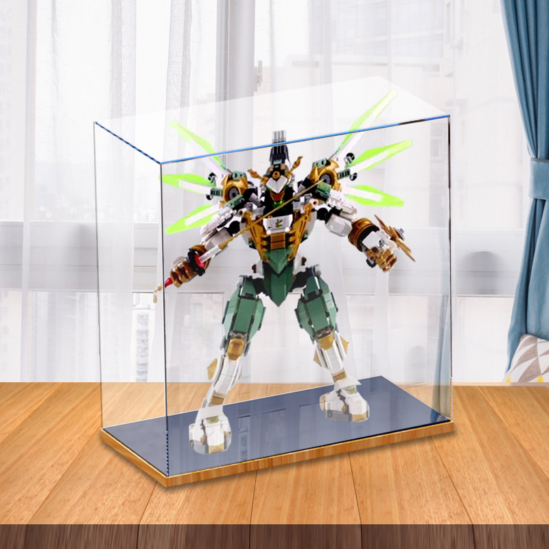 フィギュアケース 透明アクリル製小型フィギュアケース木目台座付き