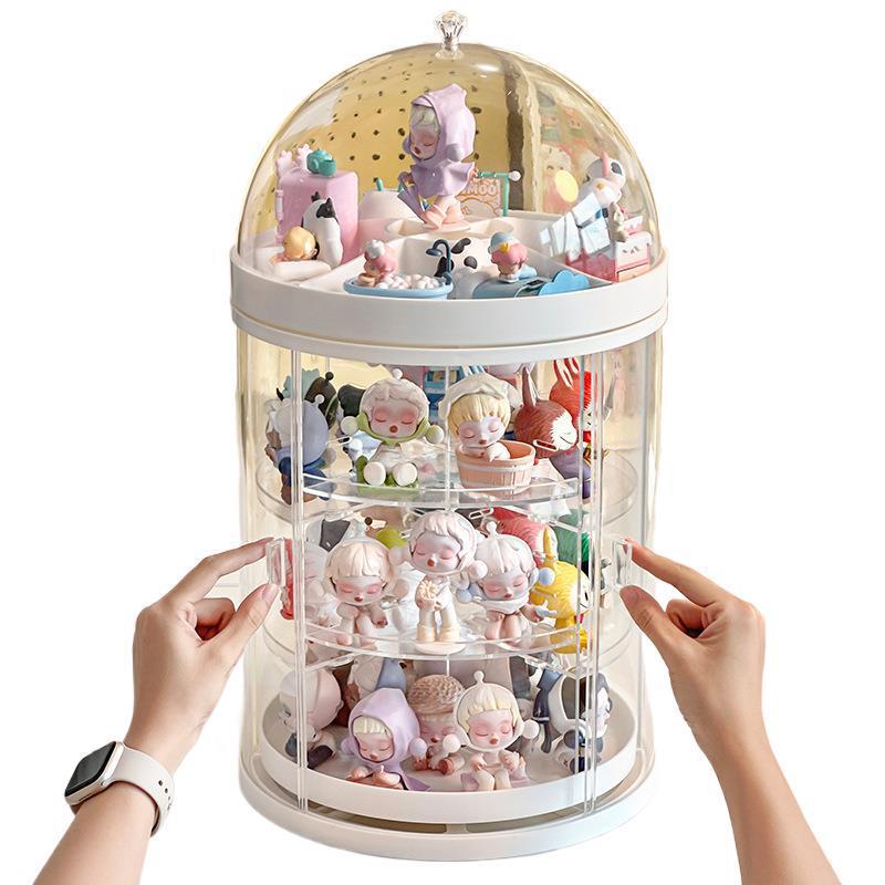 フィギュアケース 回転式四段透明円形フィギュア収納ケース　小型