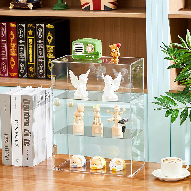 フィギュアケース 鍵付き三段透明アクリルフィギュアケース