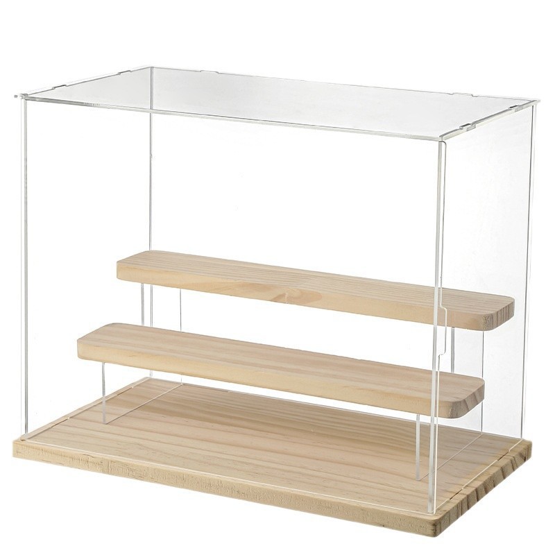 フィギュアケース 透明アクリル木製台座フィギュア展示ケース