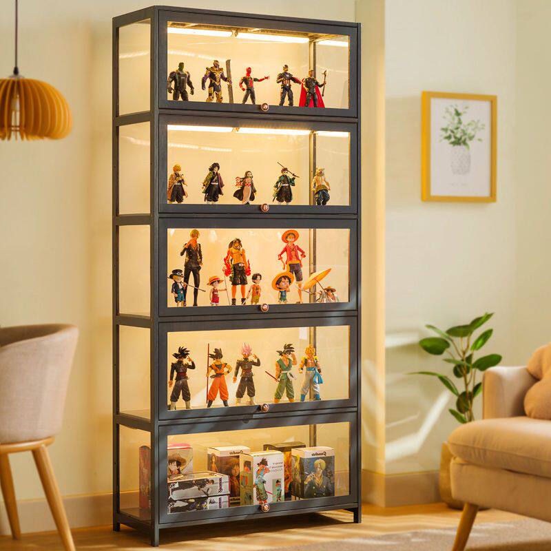 フィギュアケース 五段式照明付き大型収納棚