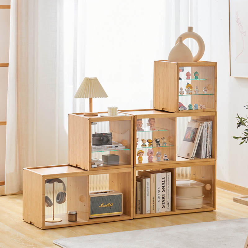 フィギュアケース 天然木組み合わせ自由階段式　小型