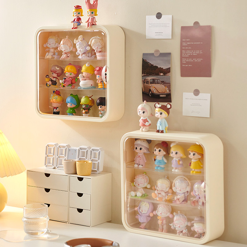 フィギュアケース 壁掛け対応 小型フィギュアケース 3段棚付き
