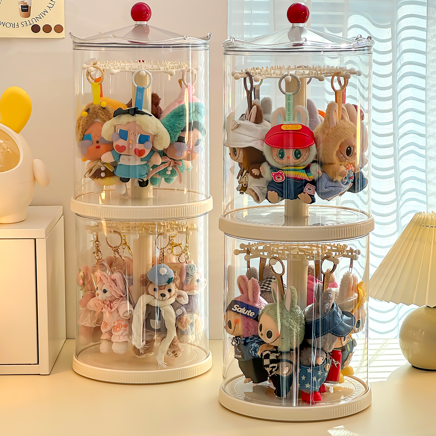 フィギュアケース 回転式メリーゴーラウンドぬいぐるみケース
