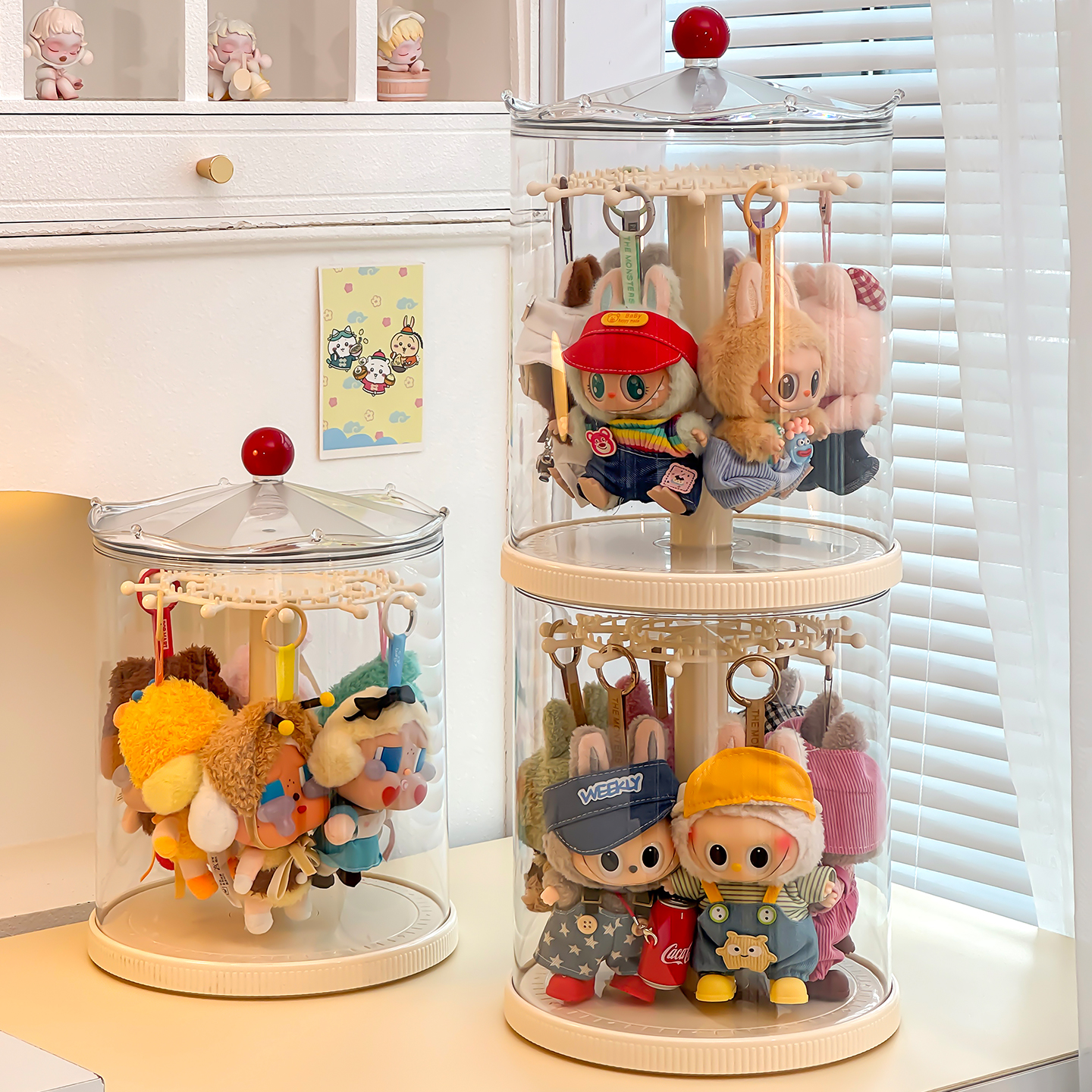 フィギュアケース 回転式メリーゴーラウンドぬいぐるみケース