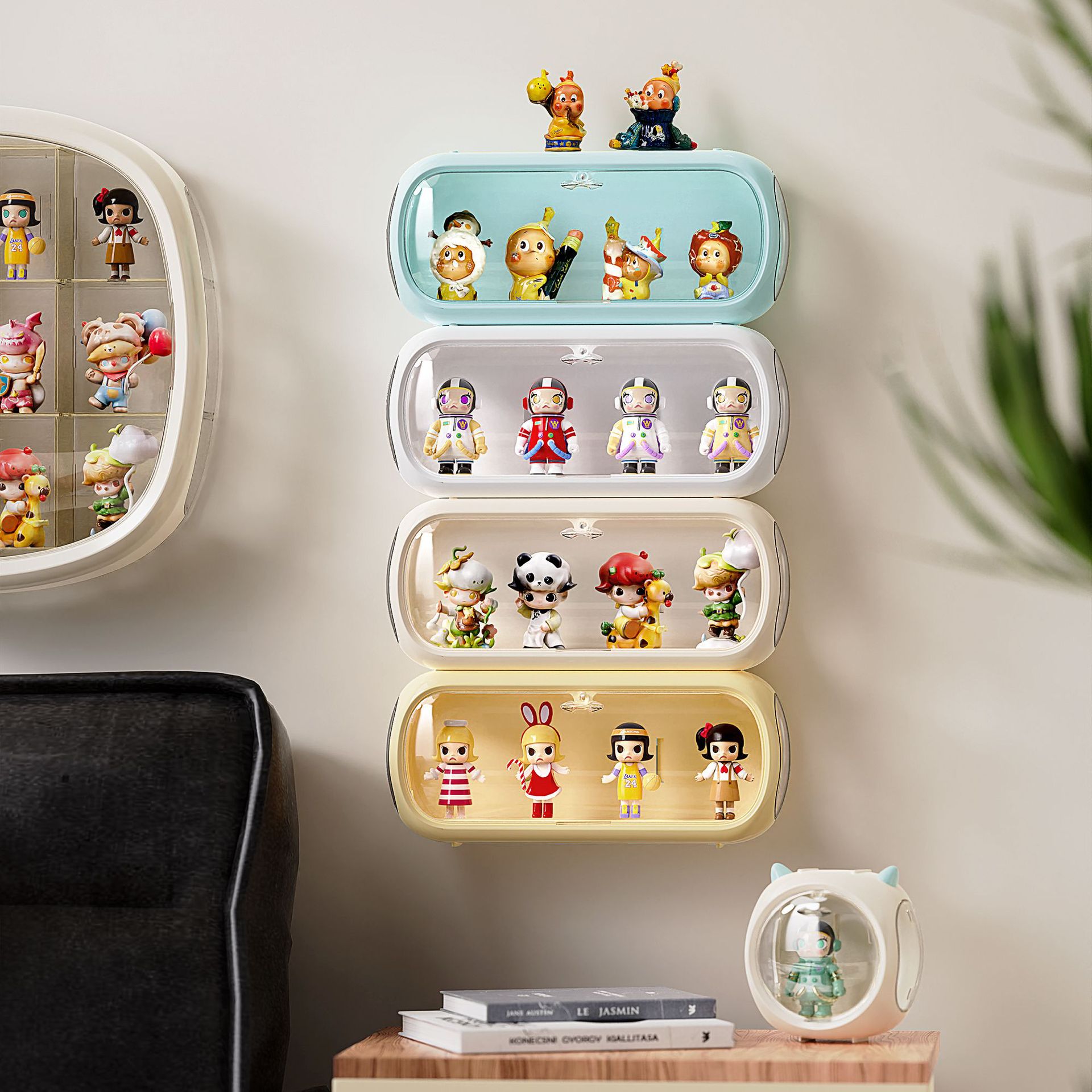 フィギュアケース 壁掛け式透明カプセル型小物収納ケース 小型