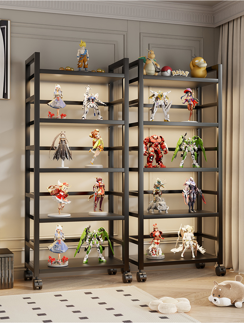 フィギュアケース 多段式キャスター付きフィギュアシェルフ
