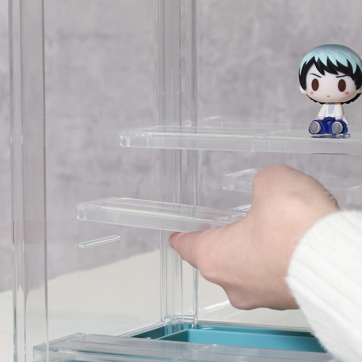 フィギュアケース 小型 薄緑色 3段収納