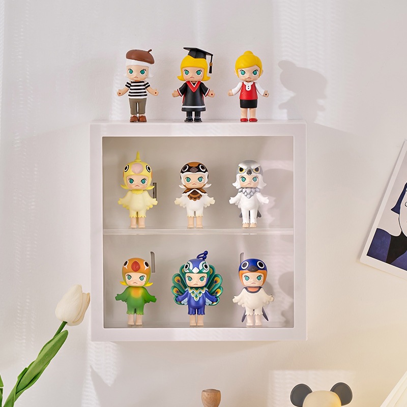 フィギュアケース小型壁掛け式二段棚ミニチュア人形収納ボックス