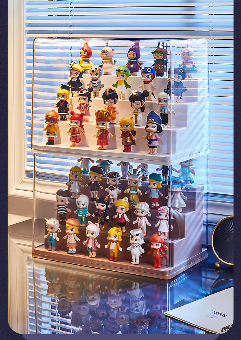 フィギュアケース 小型 透明アクリル製多段式ミニフィギュア展示収納ケース
