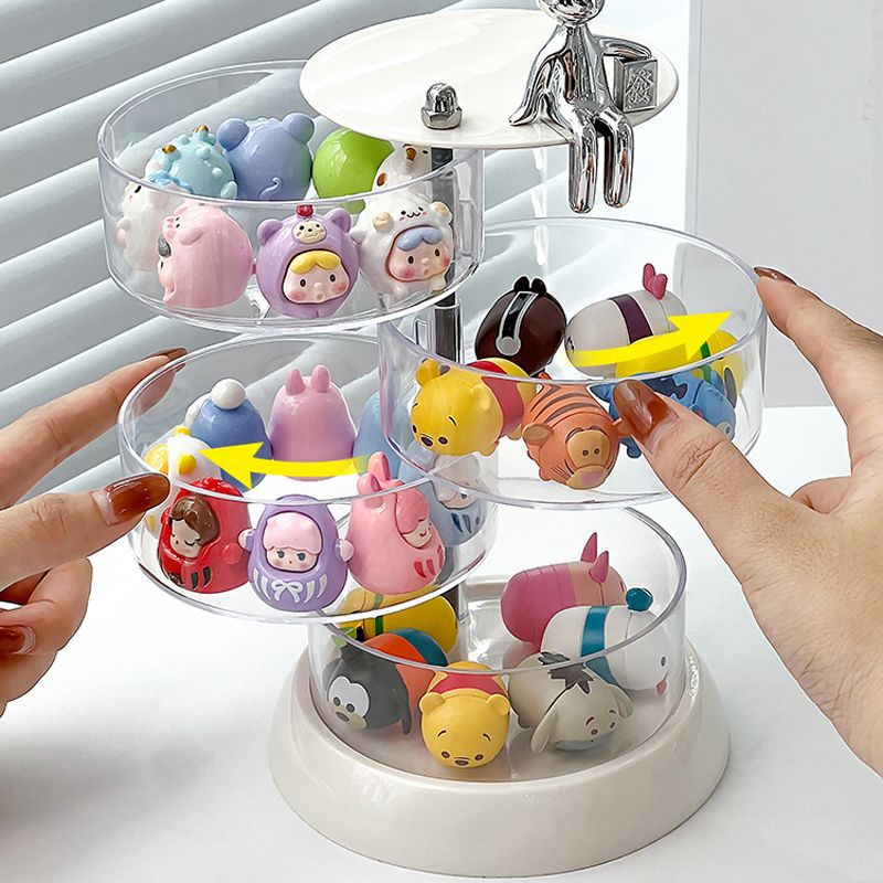 フィギュアケース 回転式多段階層小型フィギュア収納ケース