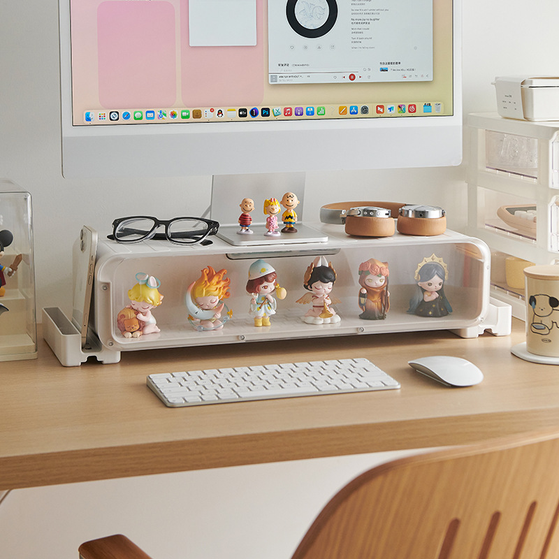 フィギュアケース 卓上収納機能付き透明 小型