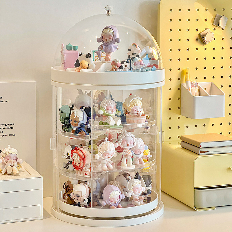 フィギュアケース 回転式四段透明円形フィギュア収納ケース　小型