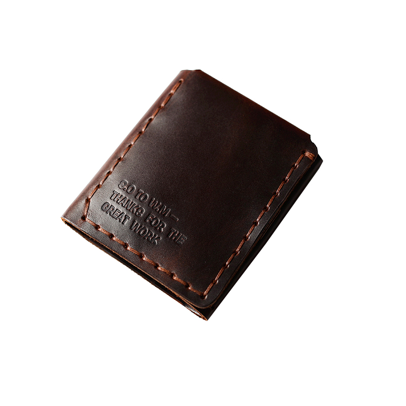 マネークリップ 本革手縫いステッチ二つ折りマネークリップカードケース