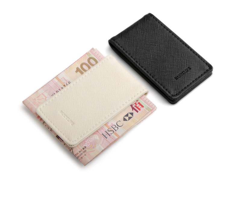 マネークリップ クロスハッチレザー薄型紙幣挟み