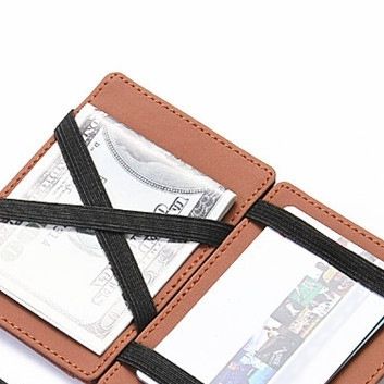 マネークリップ ゴムバンド付き二つ折りマネークリップ財布