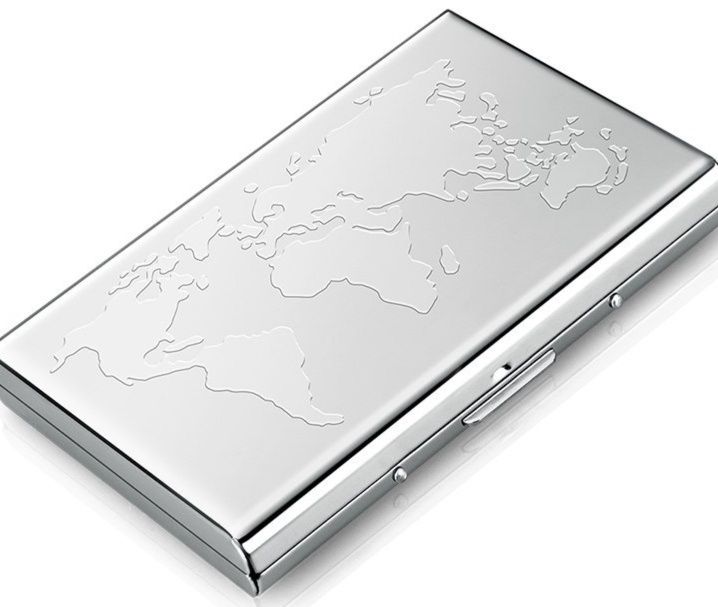 マネークリップ 世界地図柄 金属製マネークリップ カードケース付き