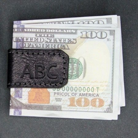 マネークリップ イニシャル刻印レザーマネークリップ二つ折り財布