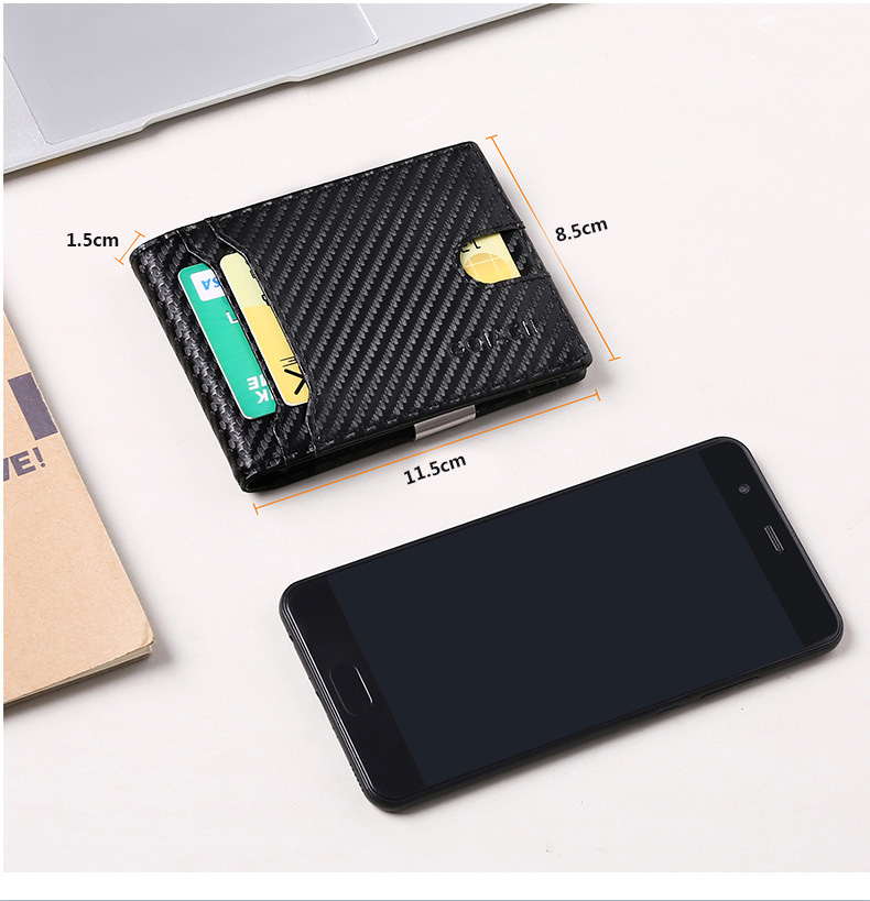 マネークリップ 炭素繊維調二つ折りマネークリップ財布