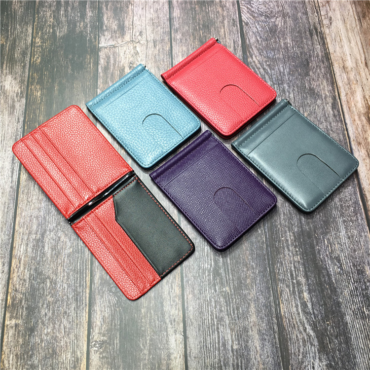 本格牛革使用型押し模様二つ折りマネークリップ