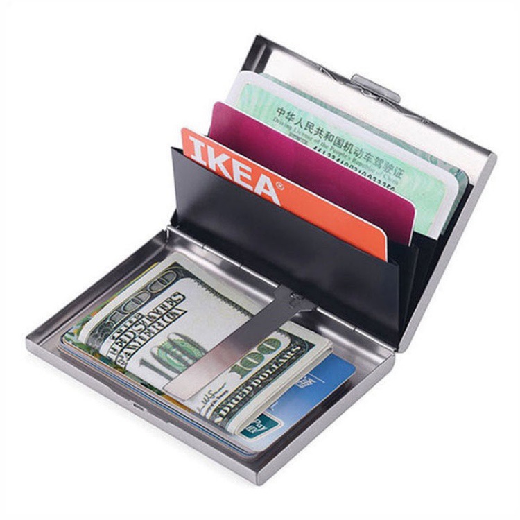 マネークリップ 金属製カードケース付きマネークリップ財布
