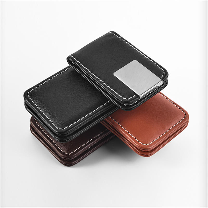 マネークリップ 本革製縫製仕上げマネークリップ付きカードケース