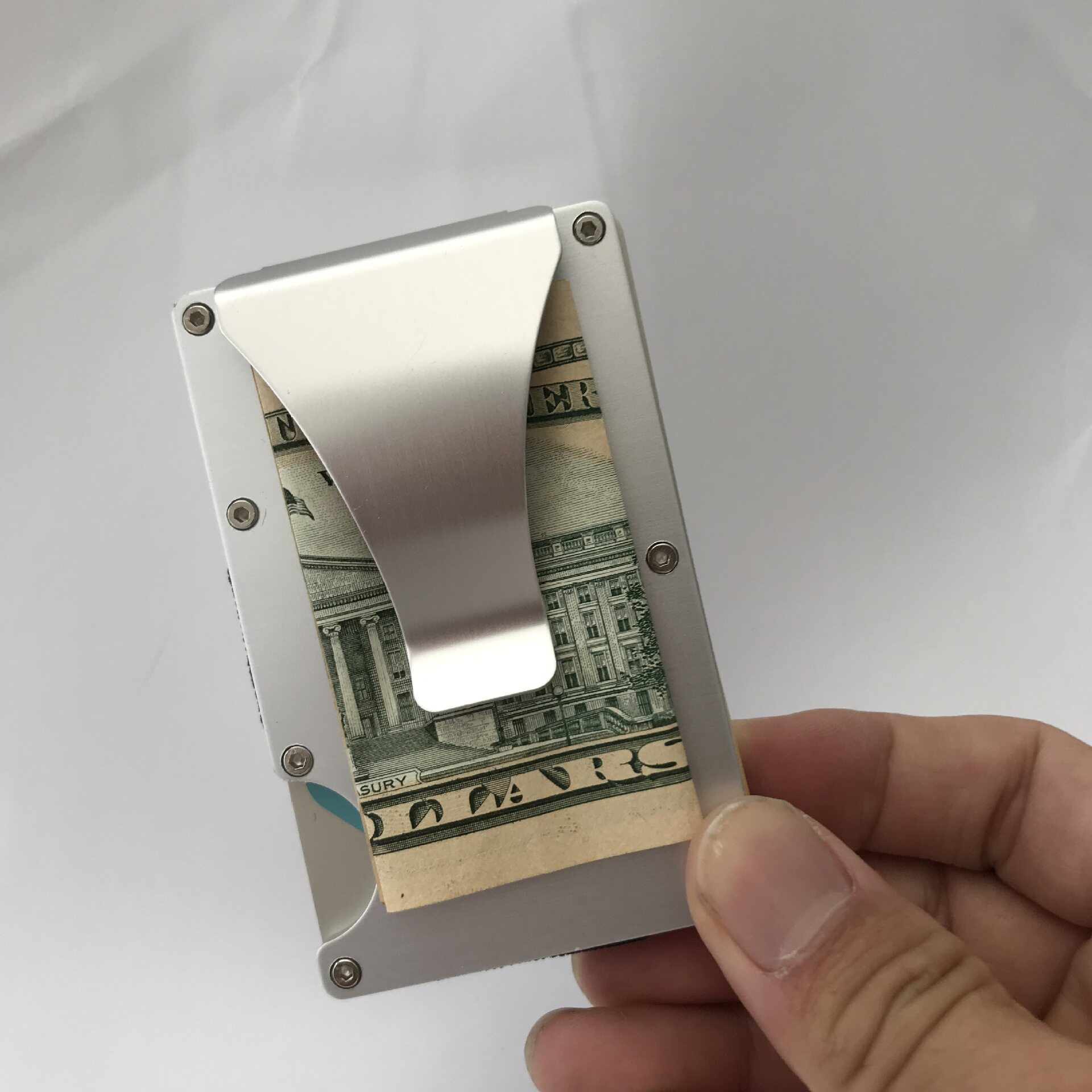 マネークリップ 金属製カードケース付きマネークリップ財布