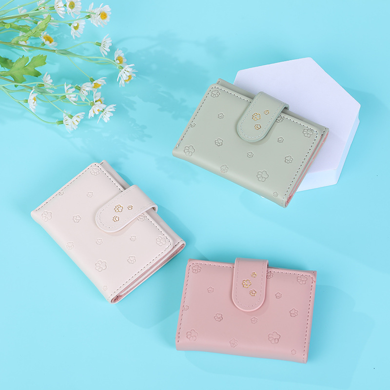 マネークリップ 花柄刻印二つ折りマネークリップ財布