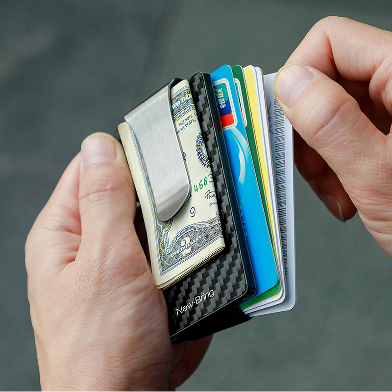 マネークリップ 炭素繊維調マネークリップ付きカードケース